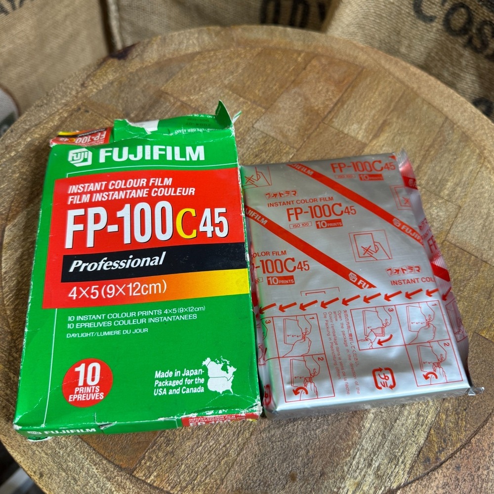 Fujifilm FP-100C45 4x5 Instant Color Film 10 Prints Expired 07/2004 Sealed Pack